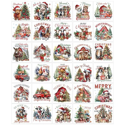 30 Pcs Vintage Christmas Rub-On Transfers for Furniture & Crafts - style: Vintage Christmas 03