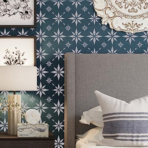 2-Pack 12" x 12" Reusable Tile Stencils, Geometric Star Pattern - size: Snowflake Design