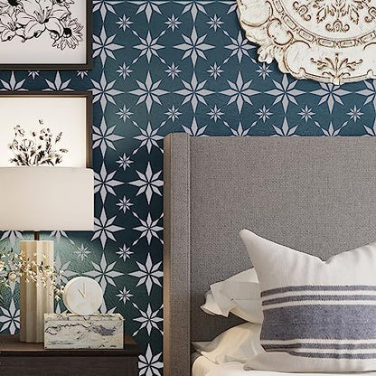 2-Pack 12" x 12" Reusable Tile Stencils, Geometric Star Pattern - size: Snowflake Design