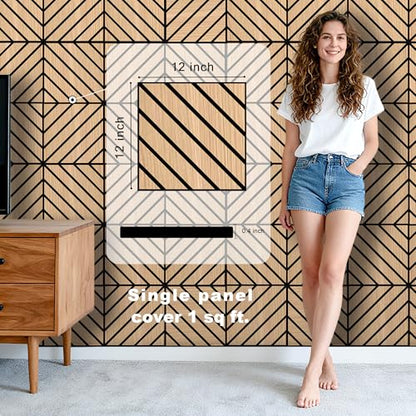 WoveN SounD Acoustic Wall Panels, Natural Oak, 16 Pack, 12x12 in - color: Twill Pattern, Natural Oak, 16 Pack