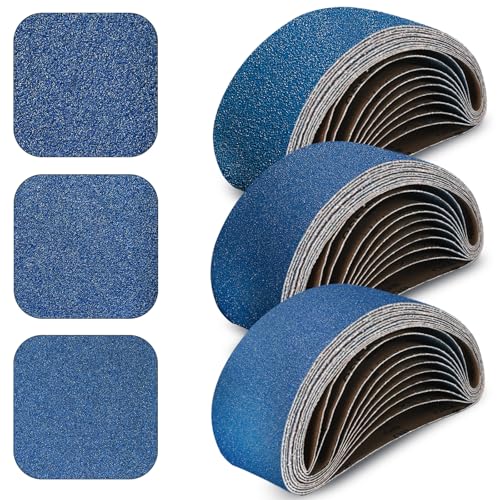 3x21 Inch Sanding Belts 30 Pcs (3 Grit, 10 Each of 80, 120, 150 Grits) Heavy Duty Belt Sander Zirconia Belt Sander Paper for Wood, Metal, Stainless Steel, Automotive, and Furniture - style: 80/120/150 Grits-30 PCS