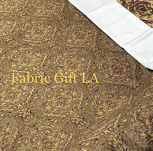 Damask Tapestry Chenille Fabric - Upholstery Fabric, 60" Width - Sold By The Yard (Olive(Sage)/Gold) - color: Olive(sage)/Gold