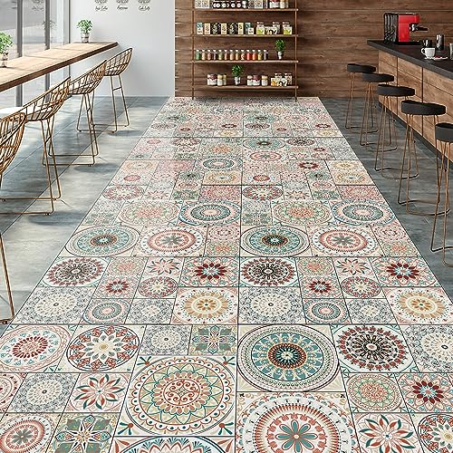 Easy Peel Stick Vinyl DIY wall Tile Decals Stick on backsplash,28pcs - color: Diy Mandala Floral