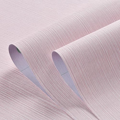 Haimin Grasscloth Wallpaper Textured 24in X 393in Fabric Contact Paper Pink Wall Paper Textured Linen Peel and Stick Self-Adhesive Thick Vinyl Embossed Film Wallpaper (Pink) - color: Pink