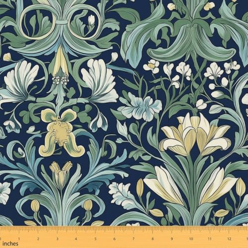Girls Garden Black Green Flowers Floral Fabric by The Yard 10 Yards - color: Black Green, size: 10 Yards