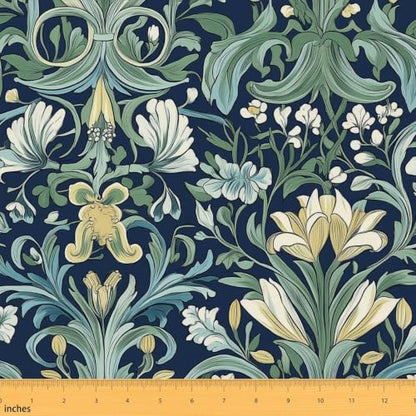 Girls Garden Black Green Flowers Floral Fabric by The Yard 3 Yards - color: Black Green, size: 3 Yards