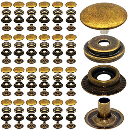 100pcs 15mm Stainless Steel Fastener Snap Press Stud Cap Button Marine Boat Canvas Antique Bronze - color: Antique Bronze