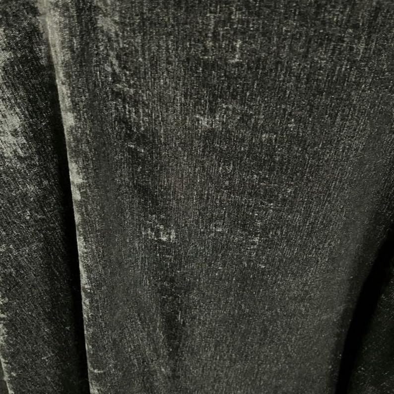 Black Chenille Soft Velvet Fabric, 118 Inch. in Width, Ideal Material for Upholstery Coaches and Chairs, Drapery, Pillows, Slipcovers, Tablecloths, Sewing, Arts & Crafts Etc - Sample/Swatch - color: Black, size: Sample 3x3 Inch