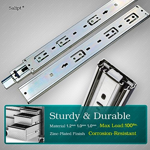 16 inch Soft Close Drawer Slides Set 6-Pairs (12 Pieces),Full Extension Side Mount Ball Bearing,Less Noise,Load Rating 100 lbs.