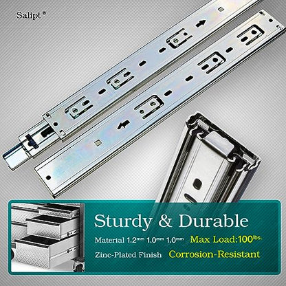 16 inch Soft Close Drawer Slides Set 6-Pairs (12 Pieces),Full Extension Side Mount Ball Bearing,Less Noise,Load Rating 100 lbs.