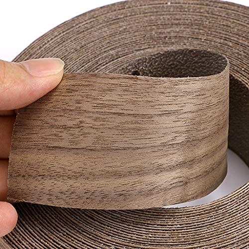 Skelang Walnut Wood Veneer Edge Banding Preglued Iron-on with Hot Melt Adhesive Edgebanding Flexible Wood Tape (2" x 50') - size: 2" x 50'