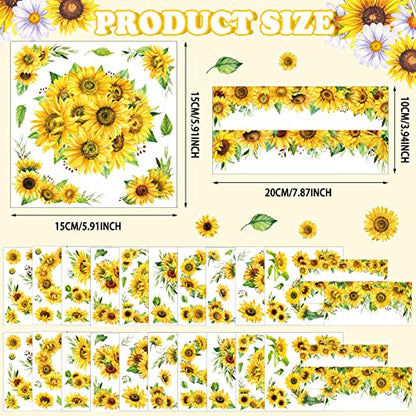 Frienda 24 Sheets Rub on Transfers for Crafts, Sunflower - style: Sunflower