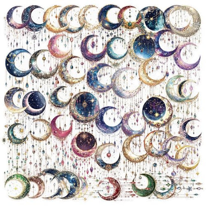 Fantasy Galaxy Stickers - 50pcs Aesthetic Transparent Waterproof Celestial Decals for Water Bottle Laptops,Scrapbook,Journals,Kindle Case Teens and Adults (Bright Color) - color: Bright Color