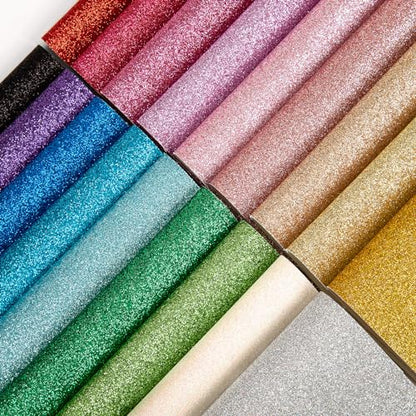 18 Pieces Glitter Faux Leather Sheets, 8×12 inch - color: Glitter-rainbow
