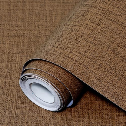 Brown Grasscloth Peel and Stick Wallpaper 17.3"x120" Faux Linen Textured Contact Paper Removable Self Adhesive Vinyl Wallpaper for Bedroom Bathroom Kitchen Cabinets - color: Brown, size: 17.3" x 120"