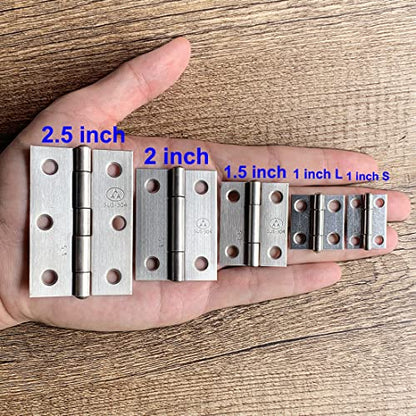 10pcs 304 Stainless Steel 1-inch Folding Butt Hinges Small Hinges Mini Door Hinges for Case Wooden Jewelry Box Lid Crafts (25mm x 18.5mm x 0.8mm) - size: 10pcs 1-inchS w Screws
