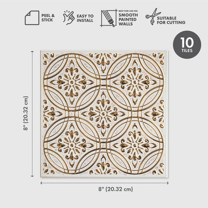 Peel and Stick Metal Tiles, Pastel Painted Gold, 10-Pack - style: Pastel Painted Gold