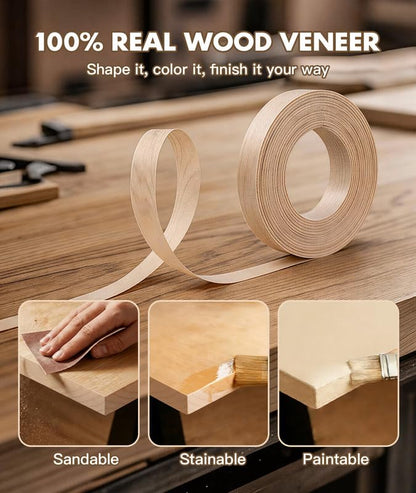 Birch Edge Banding 1-3/4 Inch x 100 Ft Preglued Iron on Wood Veneer Tape, Natural Birch Iron-On Veneer Edging, Flexible Hot Melt Adhesive Plywood Band Roll for Cabinet and Table Repair - color: Birch, size: 1-3/4 inch X 100 ft