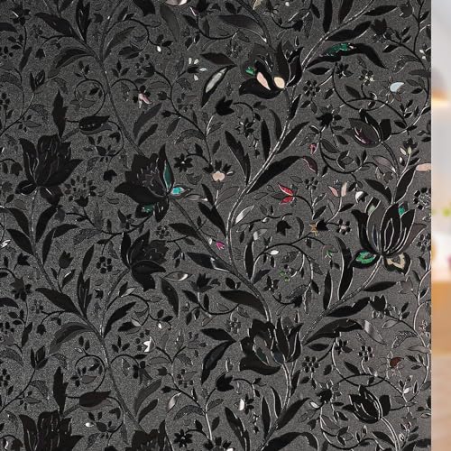 rabbitgoo Total Blackout Window Film, Black Privacy Cling, 17.5" x 157.4" - color: Black, size: 17.5" x 157.4"