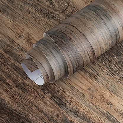 3yecao 48"×354" Brown Wood Wallpaper for Office Natural Wood Contact Paper - color: Brown, size: 48" x 354"