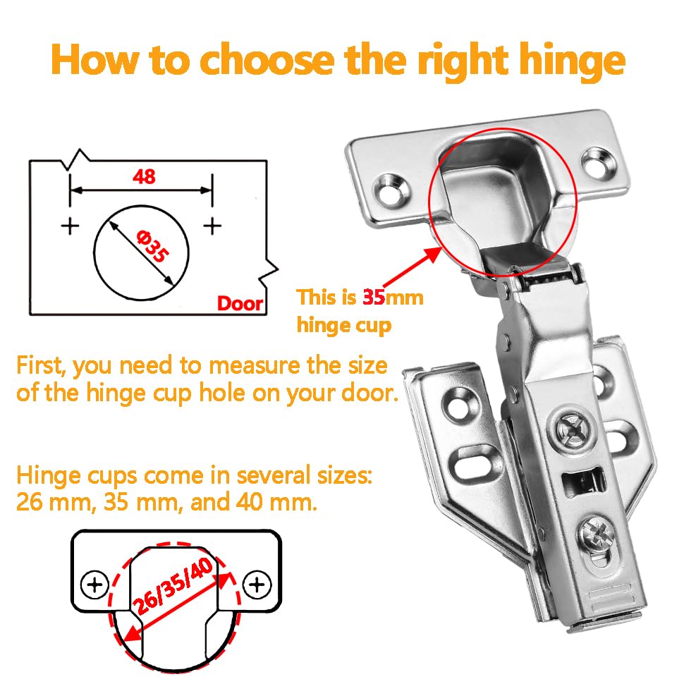 40Pcs Soft Close Half Overlay Cabinet Hinges with Clip-On Plate - color: Half Overlay, size: 40 Pieces