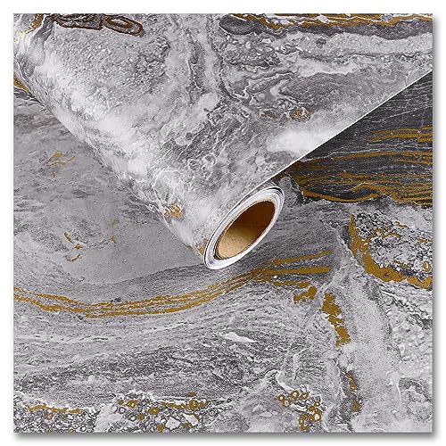 CRE8TIVE 12"x354" Gold Grey Marble Contact Paper Matte Slate Marble Wallpaper Peel and Stick Countertops Waterproof Self Adhesive Vinyl Roll for Bathroom Cabinets Sink Kitchen Counter Top Stick Paper - color: Matte Gold Grey, size: 12" x 354"