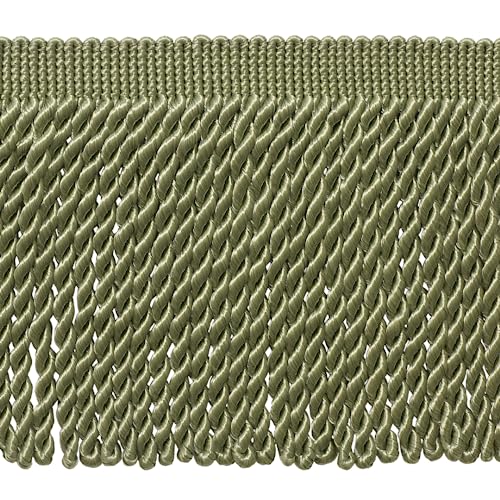 6" (15cm) Basic Solid Collection Traditional Satiny Bullion Fringe Trim (Style# BFS6), Sage Green #L83 (Medium Moss Green) Sold By The Yard (36"/3 ft/0.9m) - color: Sage Green #L83 (Medium Moss Green), size: Sold By The Yard (36"/3 ft/0.9m)