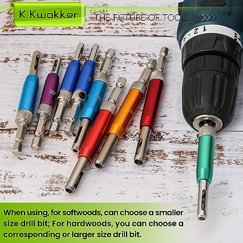 Self Centering Hinge Drill Bit Set (VIX Bit), 1/4" Hex Shank, 9Pc - color: A. Colorful