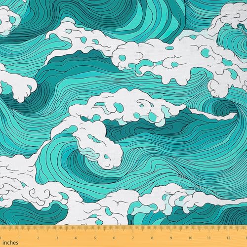 Feelyou Ocean Waves Fabric by The Yard Soft 3 Yards - color: Multi 01, size: 3 Yards