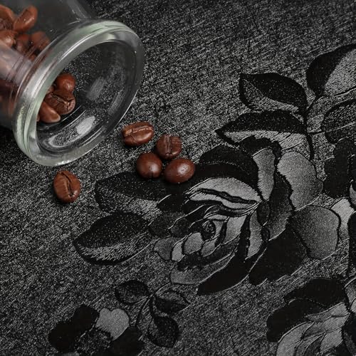 Black Floral Peel and Stick Wallpaper Modern Textured 17.3 x 196.9in - color: Black, size: 17.3" x 196.9"
