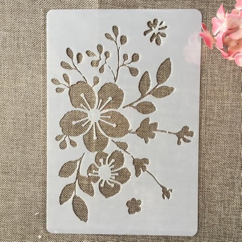 TIAMECH A4 Reusable Vintage Wildflower Branch Stencil for Painting - style: Vintage Wildflower Branch