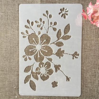 TIAMECH A4 Reusable Vintage Wildflower Branch Stencil for Painting - style: Vintage Wildflower Branch