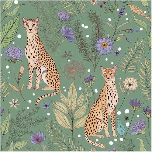 Floralplus Cheetah Peel and Stick Wallpaper Sage Green Wallpaper - color: Sage Green, size: 17.5" x 118"