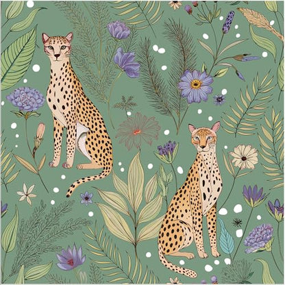Floralplus Cheetah Peel and Stick Wallpaper Sage Green Wallpaper - color: Sage Green, size: 17.5" x 118"