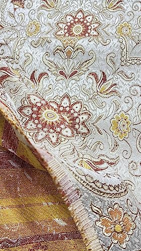Moroccan Ornate Design Luxurious Classic Jacquard Fabric for Upholstery, Window Treatments, Craft Projects - Width 54 inches - Fabric by The Yard (Silver Rust) - color: Silver Rust