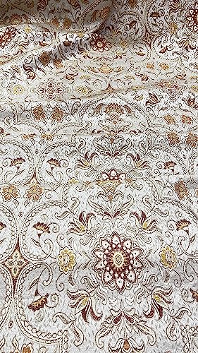 Moroccan Ornate Design Luxurious Classic Jacquard Fabric for Upholstery, Window Treatments, Craft Projects - Width 54 inches - Fabric by The Yard (Silver Rust) - color: Silver Rust