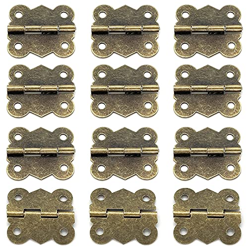 6Set Jewelry Box Hinges & Antique Hasp Latch, Butterfly Hinge Style