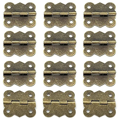 6Set Jewelry Box Hinges & Antique Hasp Latch, Butterfly Hinge Style
