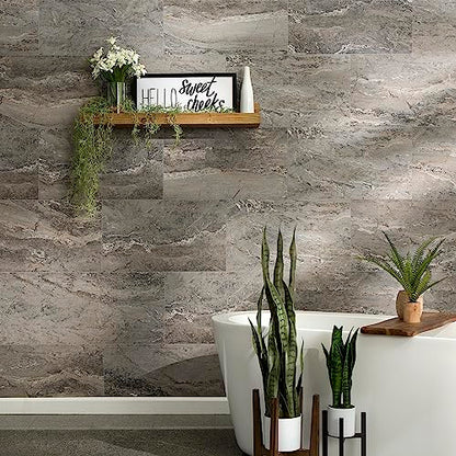 Palisade 25.6 in. x 14.8 in. Vinyl Wall Tiles in Spanish Marble (8 Pack) - color: Spanish Marble, size: Case of 25.6 in. x 14.8 in. Tiles