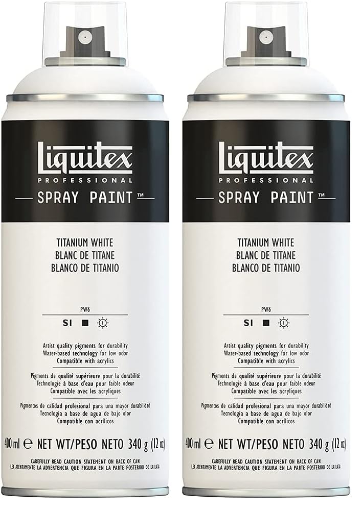 Liquitex Professional Spray Paint, 12-oz (400ml), Titanium White (Pack of 2) - color: Titanium White, size: 12 Ounce (Pack of 2)