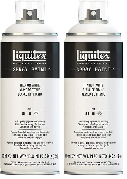 Liquitex Professional Spray Paint, 12-oz (400ml), Titanium White (Pack of 2) - color: Titanium White, size: 12 Ounce (Pack of 2)