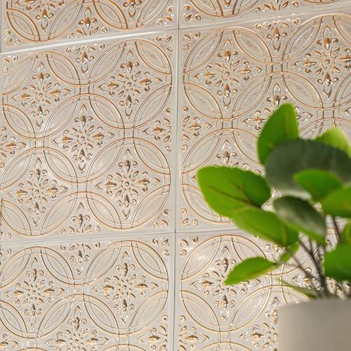 Peel and Stick Metal Tiles, Pastel Painted Gold, 10-Pack - style: Pastel Painted Gold