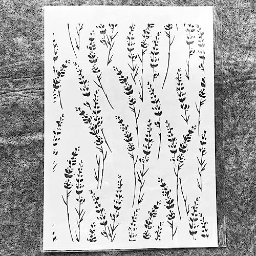 TIAMECH A4 Reusable Thin Grass Leaves Stencil for Painting - style: Thin Grass