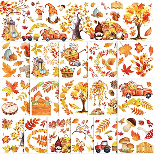 SATINIOR 16 Sheet Fall Autumn Rub on Transfer Sticker for Craft - style: Maple Leaf