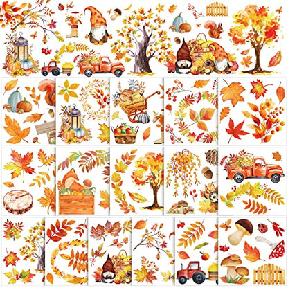 SATINIOR 16 Sheet Fall Autumn Rub on Transfer Sticker for Craft - style: Maple Leaf