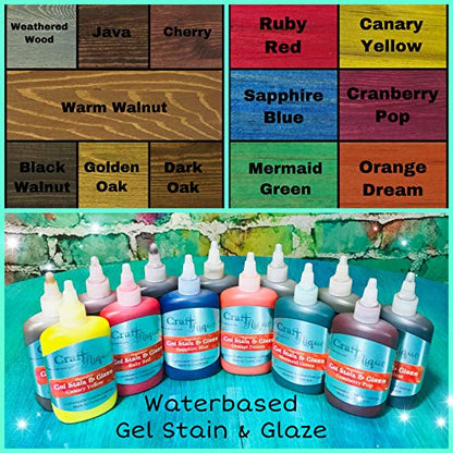 CrystaLac, CraftNique Water Based Gel Stain & Glaze (4 oz, Golden Oak) - color: Golden Oak