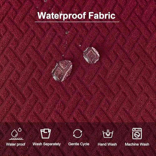 Genina Waterproof Seat Covers for Dining Room Chair Cover Set of 4 - color: Wine Red, size: 15-19in Waterproof