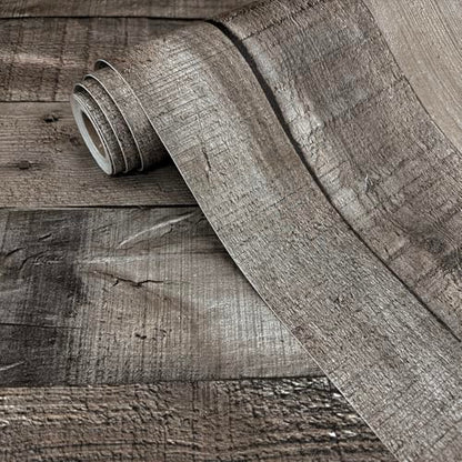 Livebor Gray Shiplap Peel and Stick Wallpaper Wood Wallpaper 17.7”x 236.2” - color: Dark Gray, size: 17.7" x 236.2"
