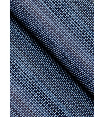 NuWallpaper x Society Social Classic Faux Grasscloth Peel and Stick Wallpaper, Navy Blue - color: Navy Blue