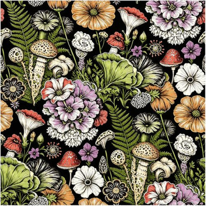 Peel and Stick Wallpaper Black Floral Wallpaper - color: Black